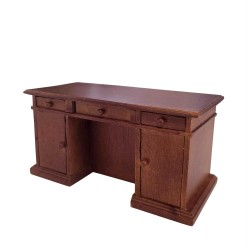 Dolls House Kneehole Desk Victorian Walnut Miniature Office Furniture Dolls House Kneehole Desk Victorian Walnut Miniature Office Furniture