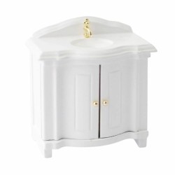 Dolls House Sink Basin Vanity Unit White Wood Bathroom Furniture Miniature 1:12
