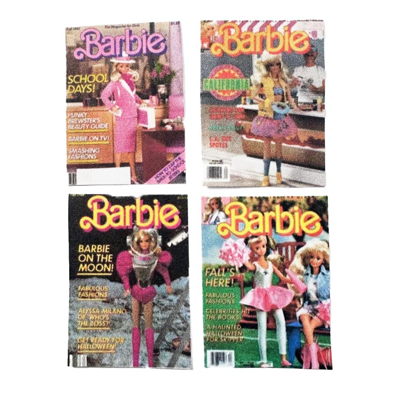 Dolls House Barbie Magazine Cover Set Retro Wall Poster 1:12 Bedroom Accessory