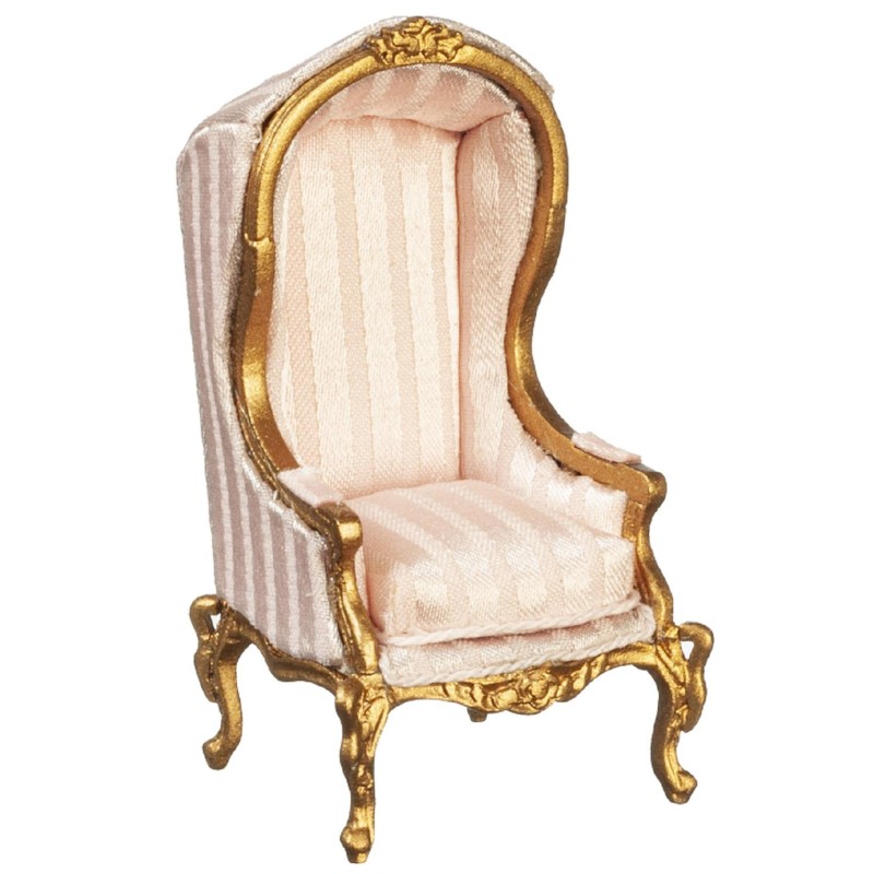 Dolls House Pink & Gold Medieval Porter Chair 1:24 Half Inch JBM Hall Furniture
