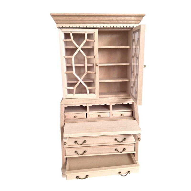 Dolls House Secretaire Bookcase Bureau Writing Desk Unfinished Bare Wood Dolls House Secretaire Bookcase Bureau Writing Desk Unfinished Bare Wood