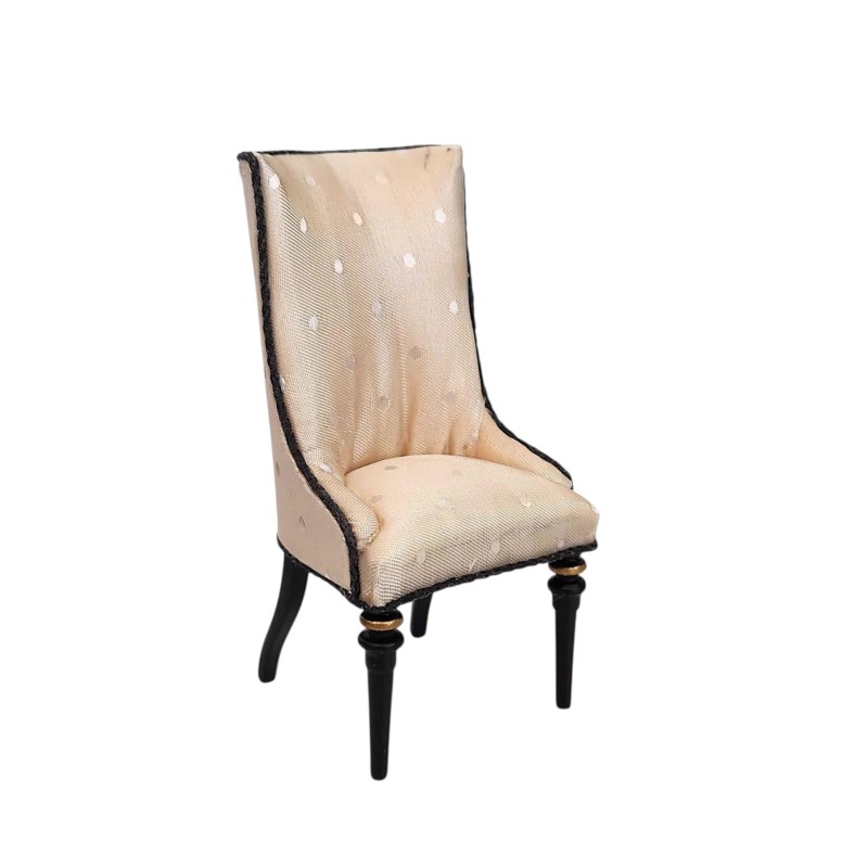 Dolls House Black High Back Side Chair JBM Miniature Dining Room Furniture 1:12