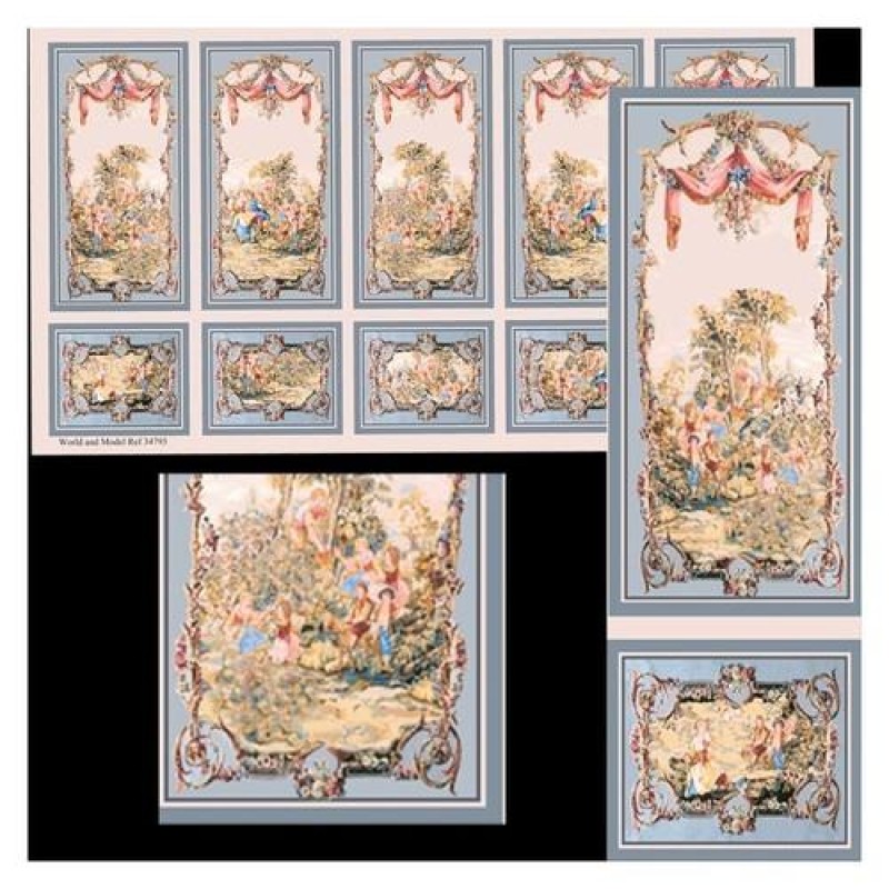 Dolls House Wall Panel Wallpaper Chinoiserie Blue 1:12 Scale Miniature Print Dolls House Wall Panel Wallpaper Chinoiserie Blue 1:12 Scale Miniature Print