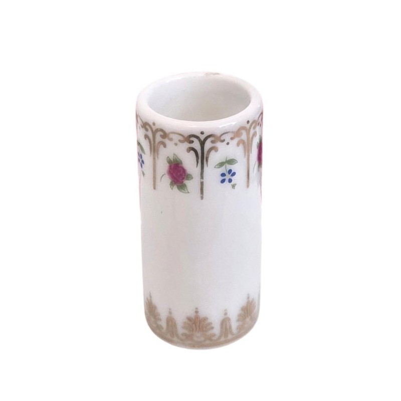 Dolls House Umbrella Stand Porcelain White Gold Floral 1:12 Scale Dolls House Umbrella Stand Porcelain White Gold Floral 1:12 Scale