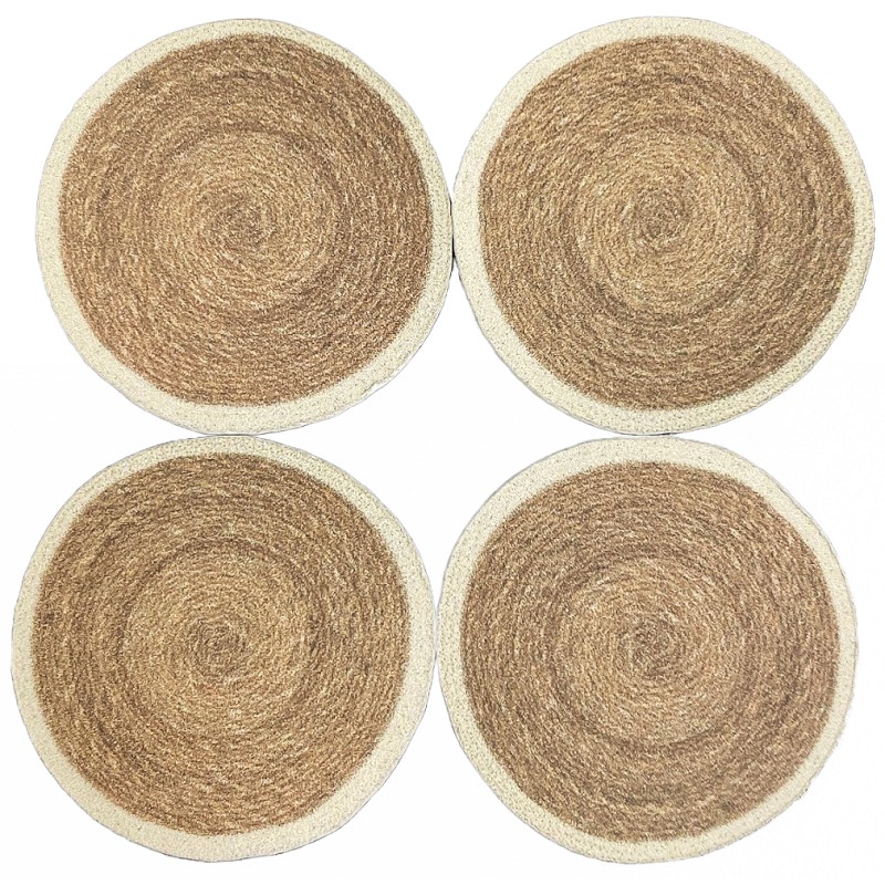 Dolls House Raffia Placemats Cream Edge Table Mats 1:12 Dining Room Accessory