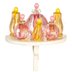 Dolls House Perfume Set with a White Shelf Miniature Bedroom Accessory 1:12