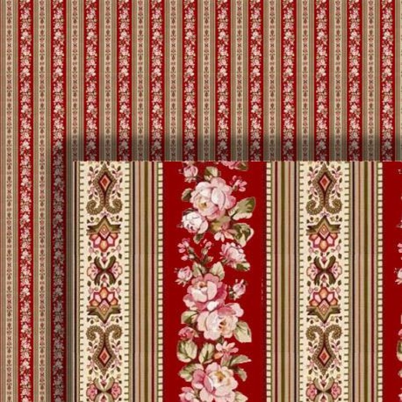 Dolls House Wallpaper Victorian Floral Stripe 1/2 inch 1:24 Miniature Print 586