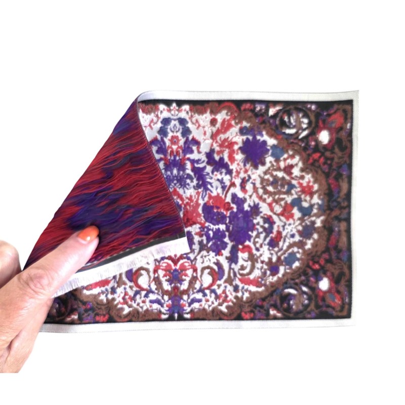 Dolls House Rug Rectangular Purple Red Modern Miniature 1:12 Carpet Med Dolls House Rug Rectangular Purple Red Modern Miniature 1:12 Carpet Med