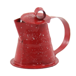 Dolls House Red Spotted Spatterware Teapot Kettle Hot Pot Kitchen Accessory