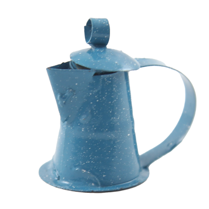 Dolls House Blue Spatterware Stove Top Whistling Kettle Kitchen Camp Accessory