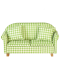 Dolls House Green Gingham Check Sofa Miniature Living Room Furniture