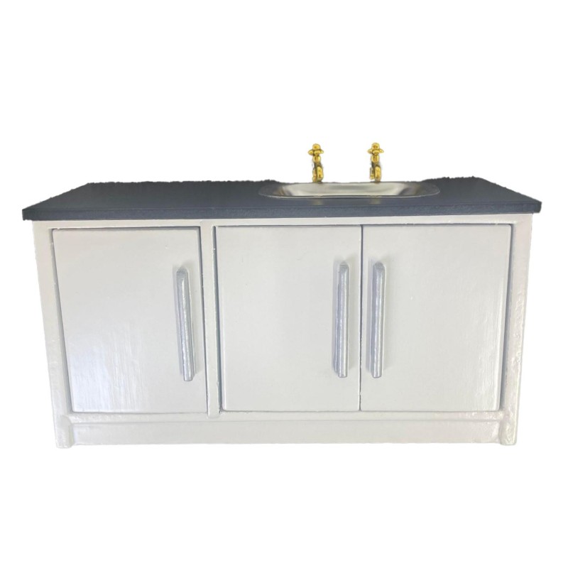 Dolls House Black & White Sink Modern Miniature Kitchen Furniture 1:12