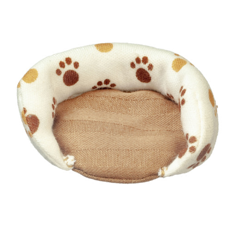 Dolls House Brown Paw Print Dog Bed Miniature 1:12 Scale Pet Accessory 