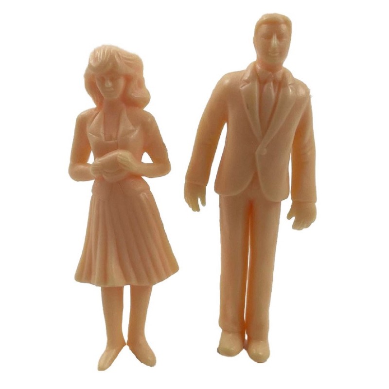 Dolls House Man in Suit & Lady in Skirt Unpainted Figures 1:24 Half Inch People