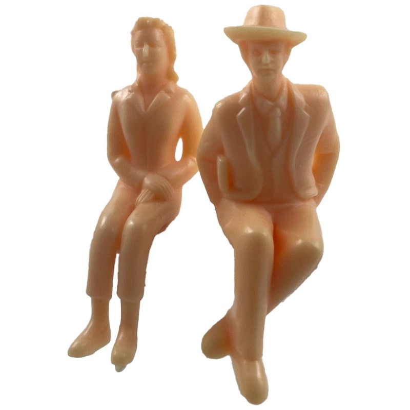 Dolls House Modern Man in Hat with Lady Unpainted Figures 1:24 Half Inch People