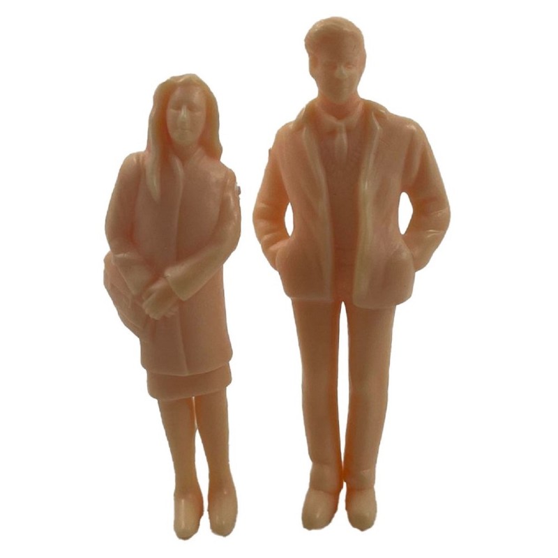 Dolls House Smart Man & Women with Bag Unpainted Figures 1:24 Half Inch People