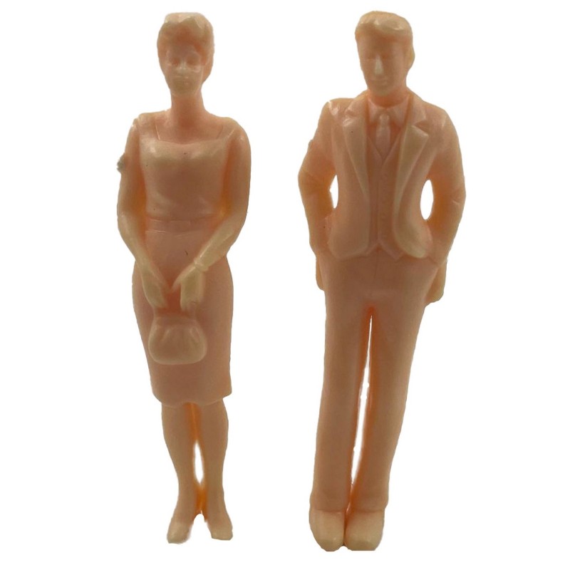 Dolls House Man in Suit & Lady in Dress Unpainted Figures 1:24 Half Inch People