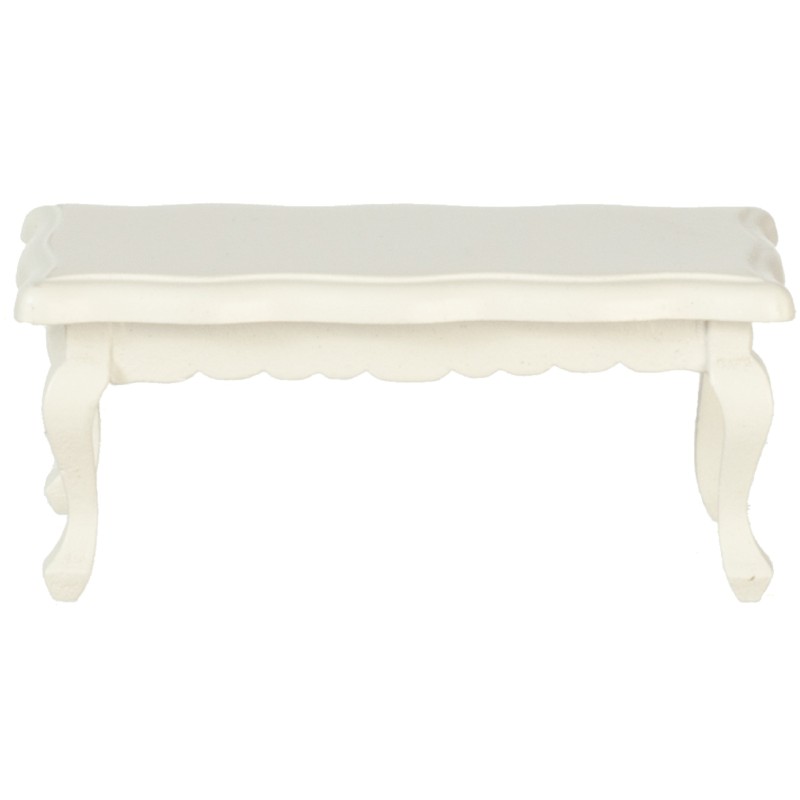 Dolls House White Scalloped Coffee Table Bare Wood Living Room Furniture 1:12