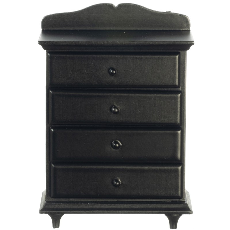 Dolls House Chest of Drawers Black Wooden Miniature Bedroom Furniture 1:12