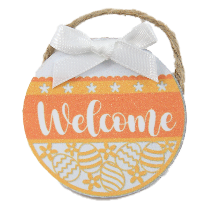 Dolls House Easter "Welcome" Sign Wreath White Bow Miniature Door Accessory 1:12