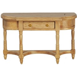 Dolls House Oak Half Moon Console Side Table Miniature Hall Furniture 1:12 Scale