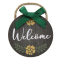 Dolls House "Welcome" Sign Wreath with Green Bow Miniature Door Accessory 1:12