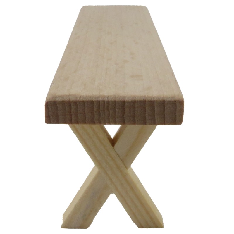 Dolls House Bench with Bare Cross Wooden Legs Miniature Modern Dining Furniture