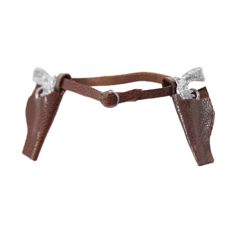 Dolls House Double Holster Belt & Guns Leather Ranch Western Cowboy Accessory