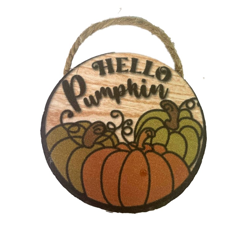 Dolls House "Hello Pumpkin" Halloween Sign Wreath Miniature Door Accessory 1:12