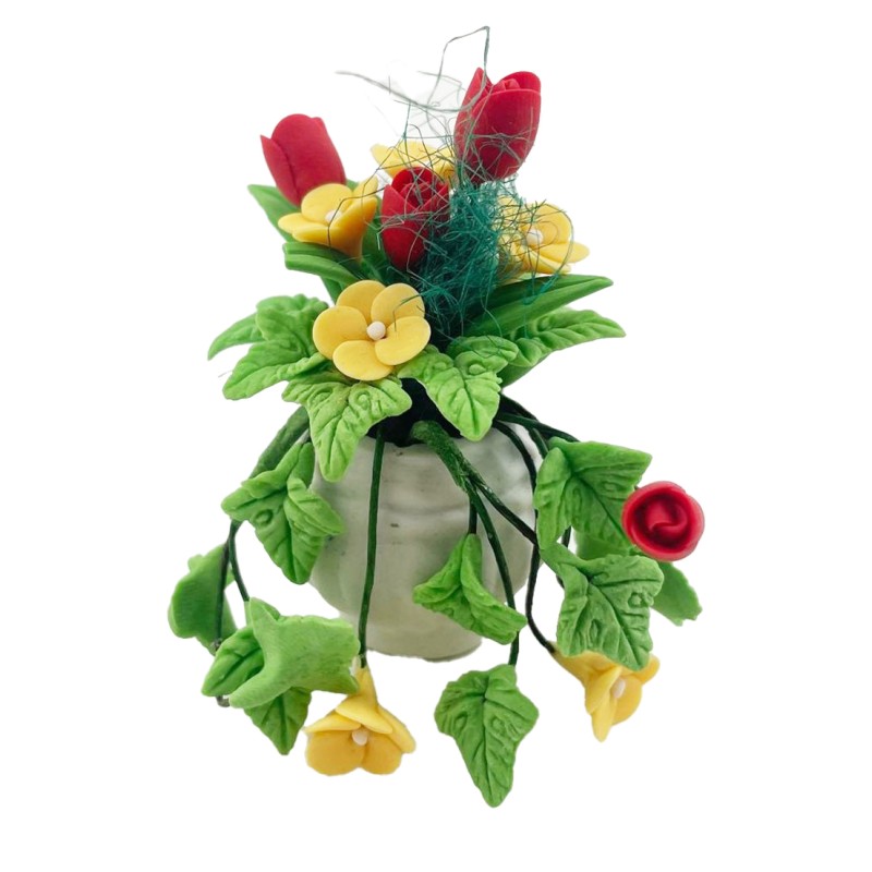 Dolls House Red Yellow Trailing Flowers in Pot Ornament or Garden Accessory Dolls House Red Yellow Trailing Flowers in Pot Ornament or Garden Accessory