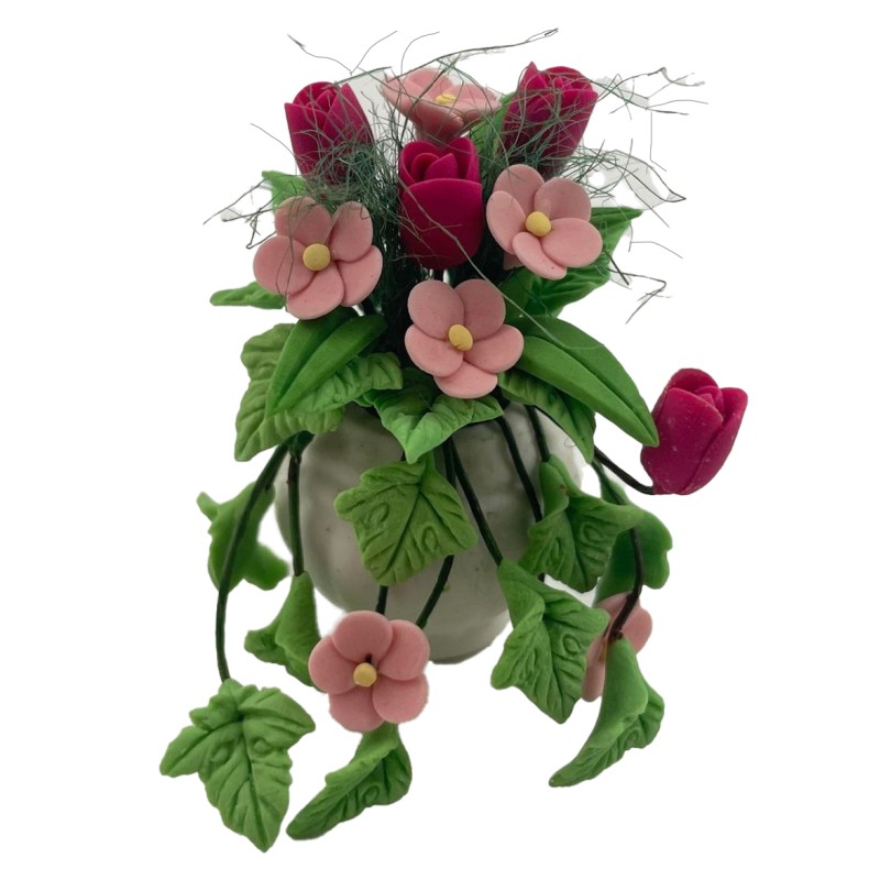 Dolls House Pink Trailing Flower Display in Plant Pot Ornament Garden Accessory Dolls House Pink Trailing Flower Display in Plant Pot Ornament Garden Accessory
