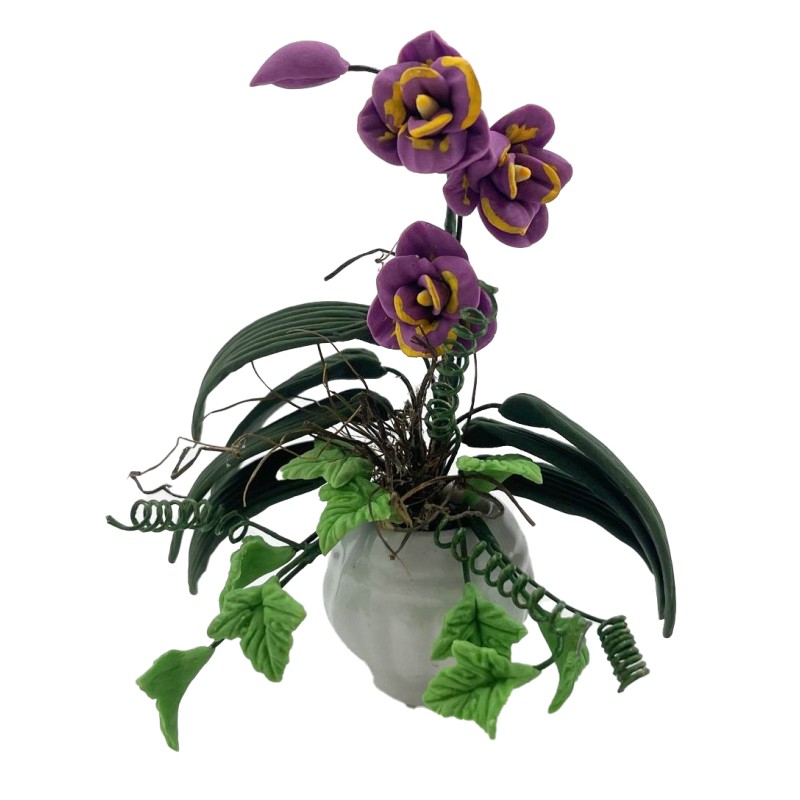 Dolls House Mauve Lily & Trailing Foliage in Pot 1:12 Ornament Garden Accessory