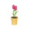 Dolls House Two Pink Roses in Flower Plant Pot Miniature Garden Accessory 1:12