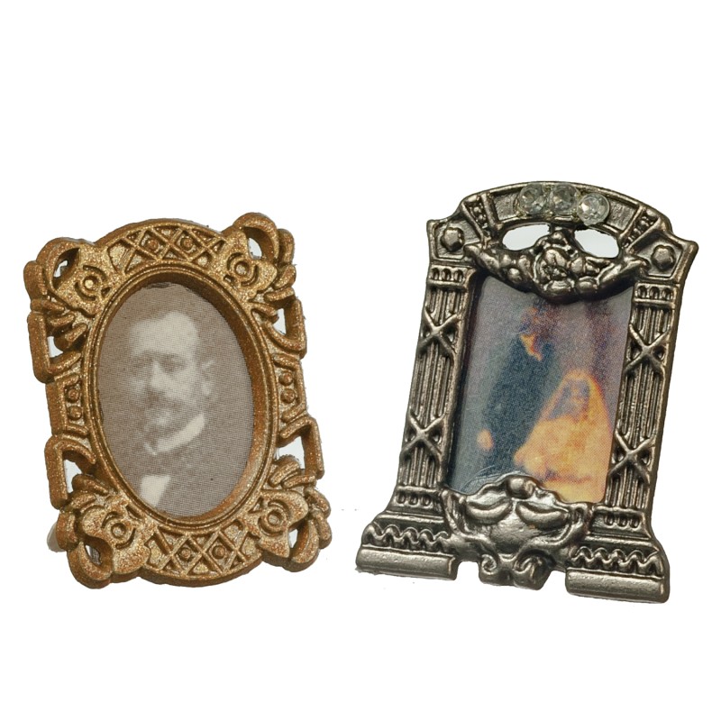 Dolls House 2 Victorian Portrait Picture Photo Frames Miniature 1:12 Accessory