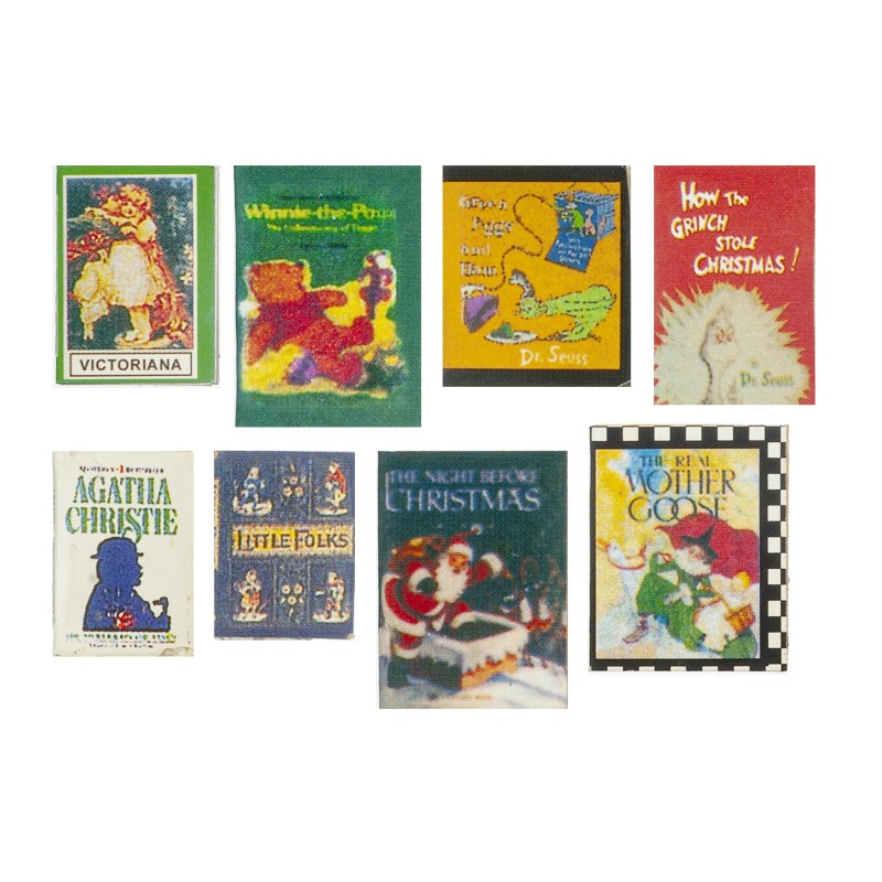 Dolls House 8 Assorted Children's Story Books Miniature Nursery School Accessory