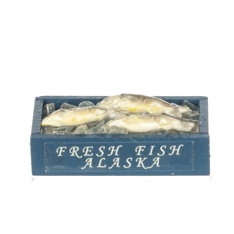 Dolls House Fresh Fish Alaska on Ice in Crate Miniature Market Shop Accessory