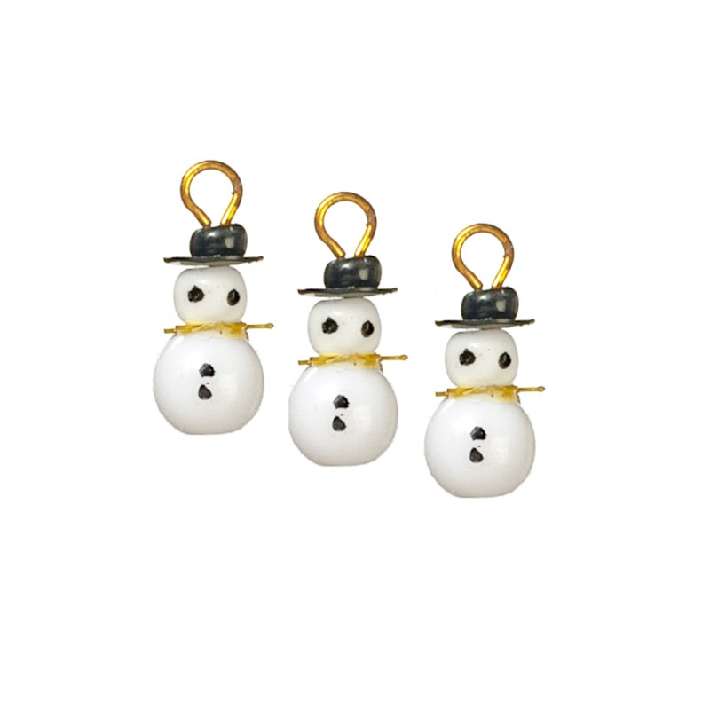 Dolls House 3 Snowman Christmas Tree Ornaments Miniature 1:12 Scale Decoration