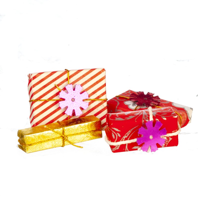 Dolls House 4 Gift Wrapped Presents Miniature Christmas Birthday Shop Accessory