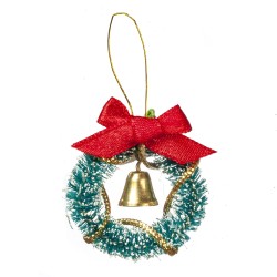 Dolls House Green Snowy Decorated Wreath Miniature Christmas Door Accessory Dolls House Green Snowy Decorated Wreath Miniature Christmas Door Accessory