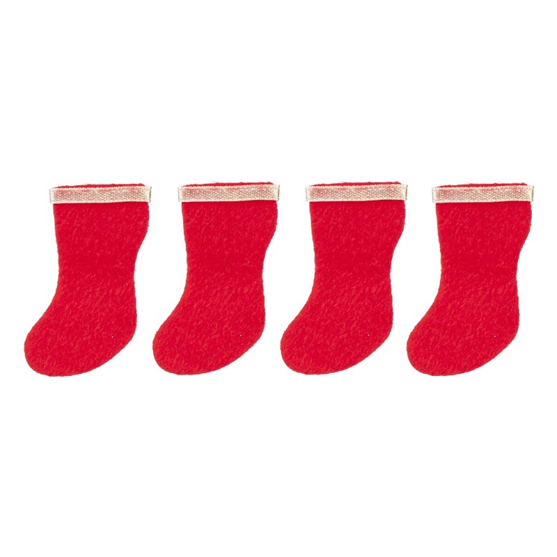 Dolls House Set of 4 Red Stockings Miniature Christmas Fireplace Accessory 1:12