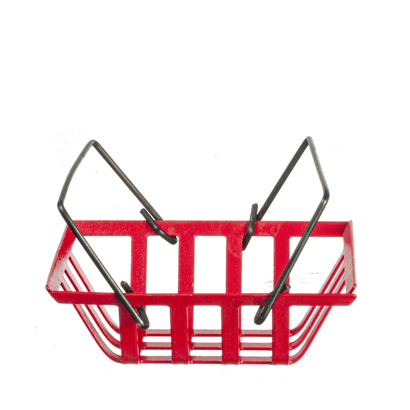 Dolls House Red Shopping Basket with Handles Miniature Shop Store Accessory