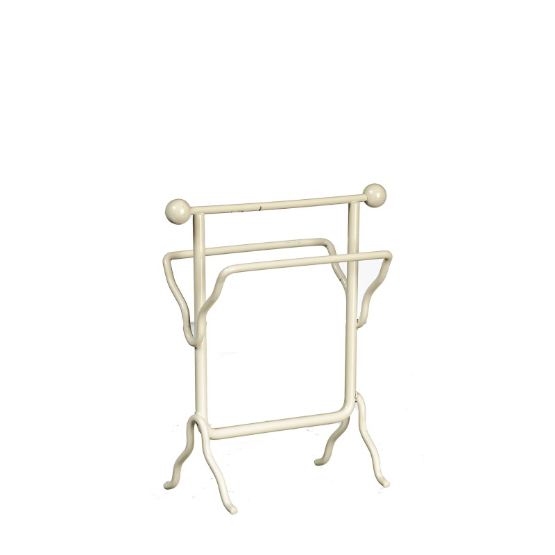 Dolls House White Towel Rail Rack Metal Miniature Bathroom Accessory 1:12 Scale