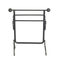 Dolls House Black Towel Rail Rack Metal Miniature Bathroom Accessory 1:12 Scale