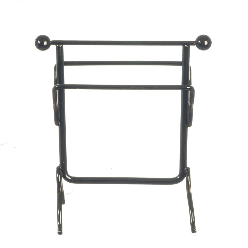 Dolls House Black Towel Rail Rack Metal Miniature Bathroom Accessory 1:12 Scale