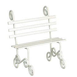 Dolls House White Slatted Garden Bench Miniature Outdoor Park Furniture Small