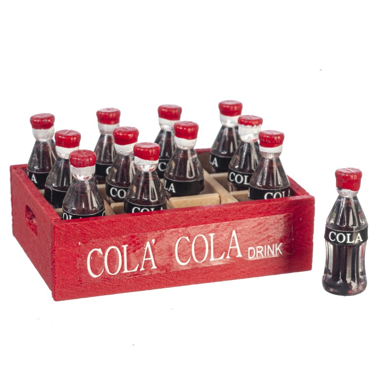 Dolls House Cola Bottles in Red Tray Crate Miniature Shop Store Accessory 1:12