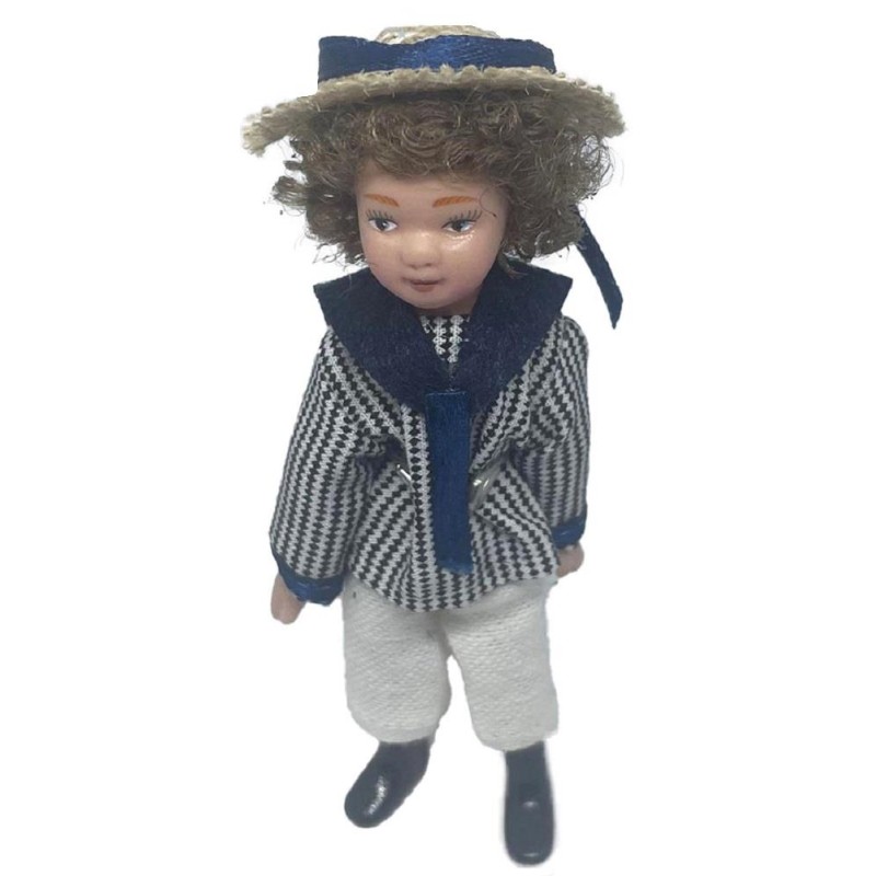 Dolls House Victorian Boy in Sailor Suit and Hat Porcelain 1:12 Scale People