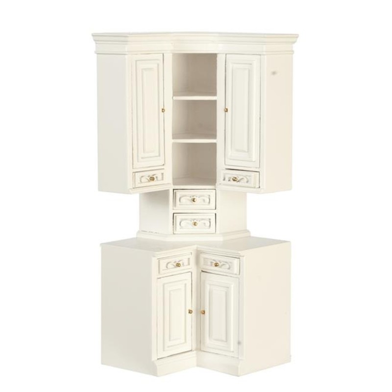 Dolls House White Corner Unit Kitchen Furniture The Platinum Collection 1:12 Dolls House White Corner Unit Kitchen Furniture The Platinum Collection 1:12