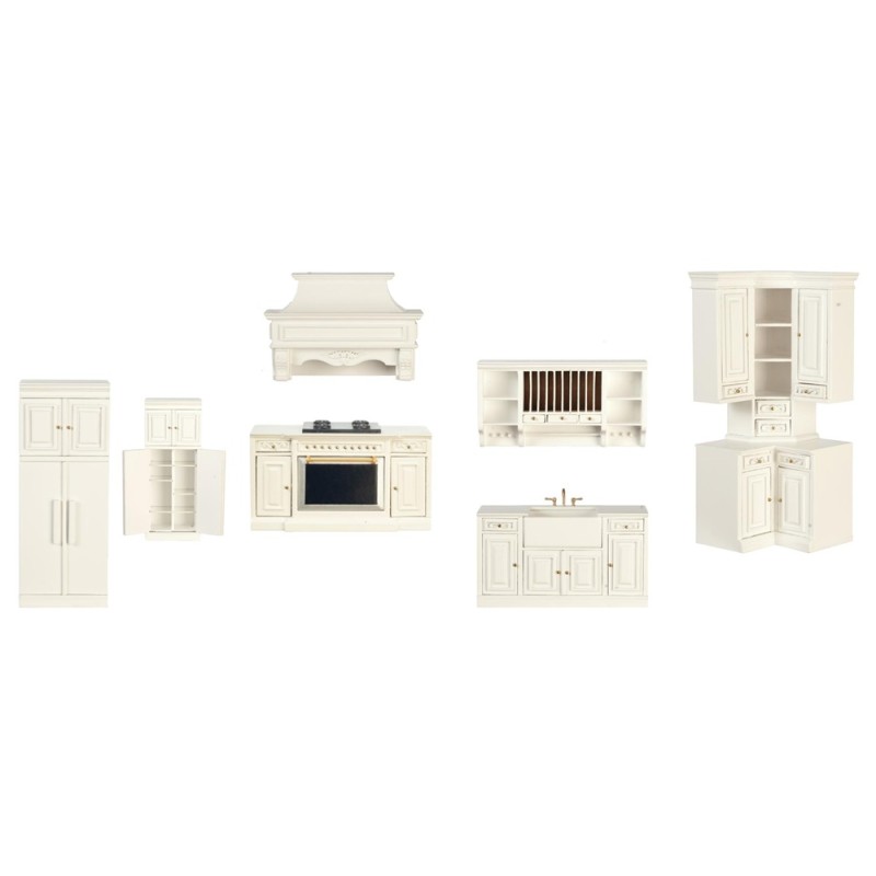 Dolls House White Kitchen Furniture Set The Platinum Collection Wood 1:12 Scale Dolls House White Kitchen Furniture Set The Platinum Collection Wood 1:12 Scale