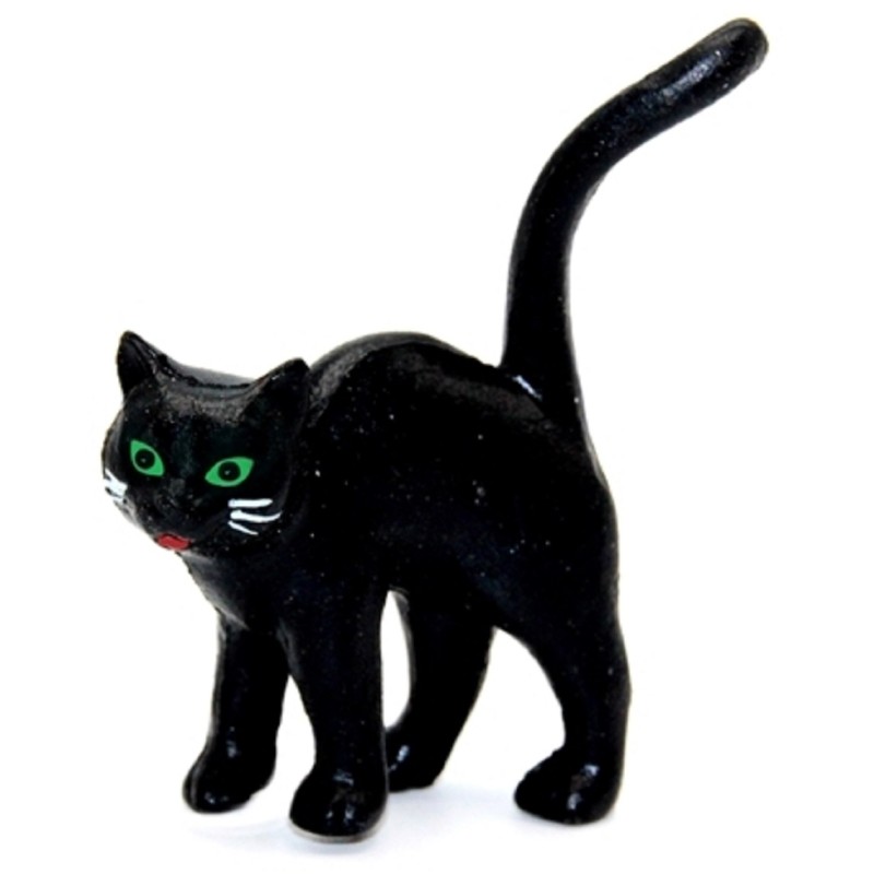 Dolls House Black Cat Standing Miniature Animal Halloween Accessory 